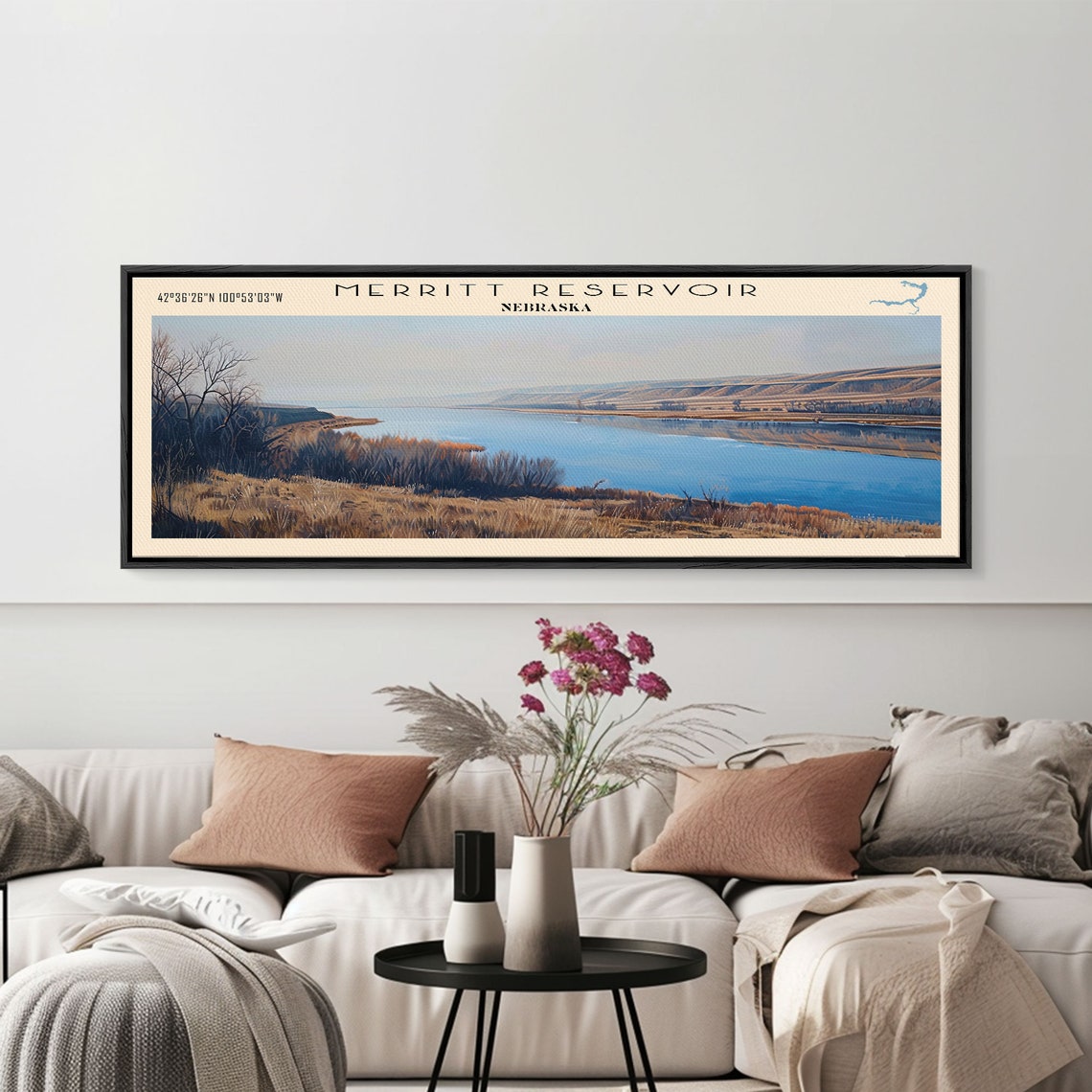 Merritt Reservoir Nebraska Golden Prairie Hills Broad Blue Lake Poster - Image 5