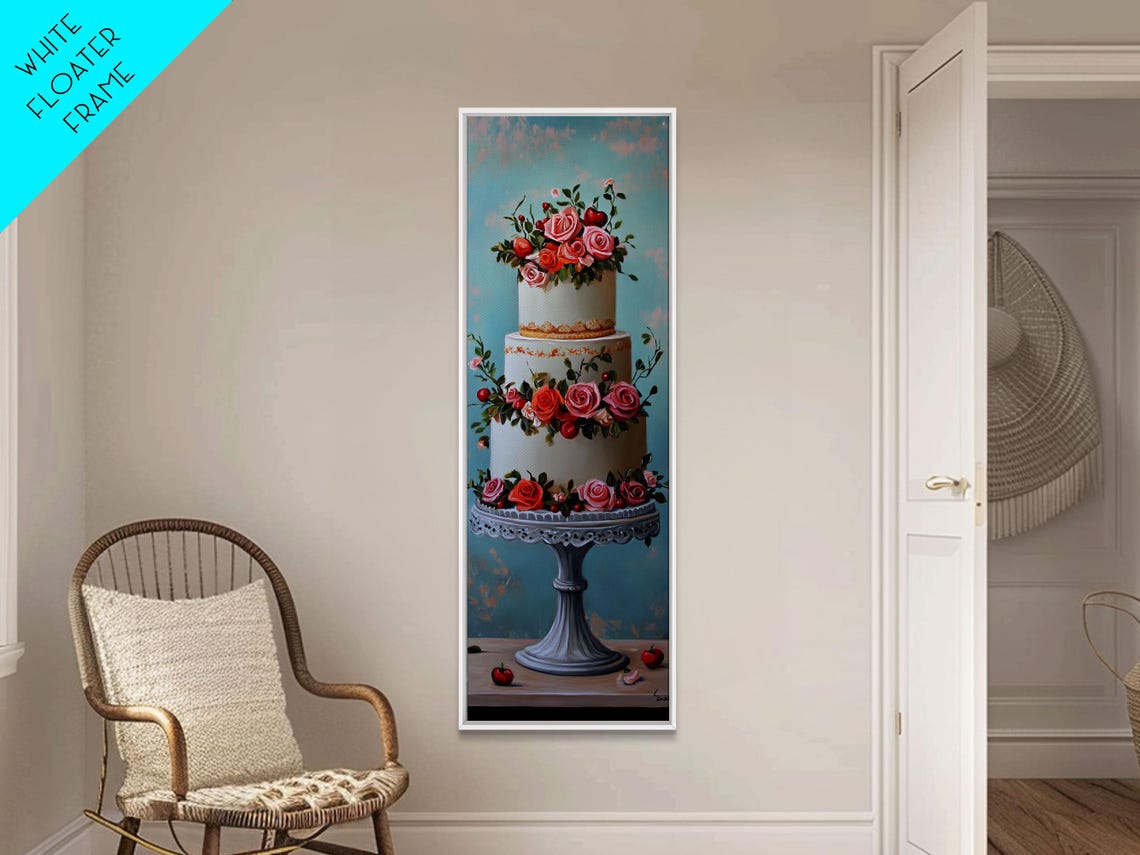 Wedding Cake With Roses Floral Cake Stand Still Life Painting Poster - Image 4