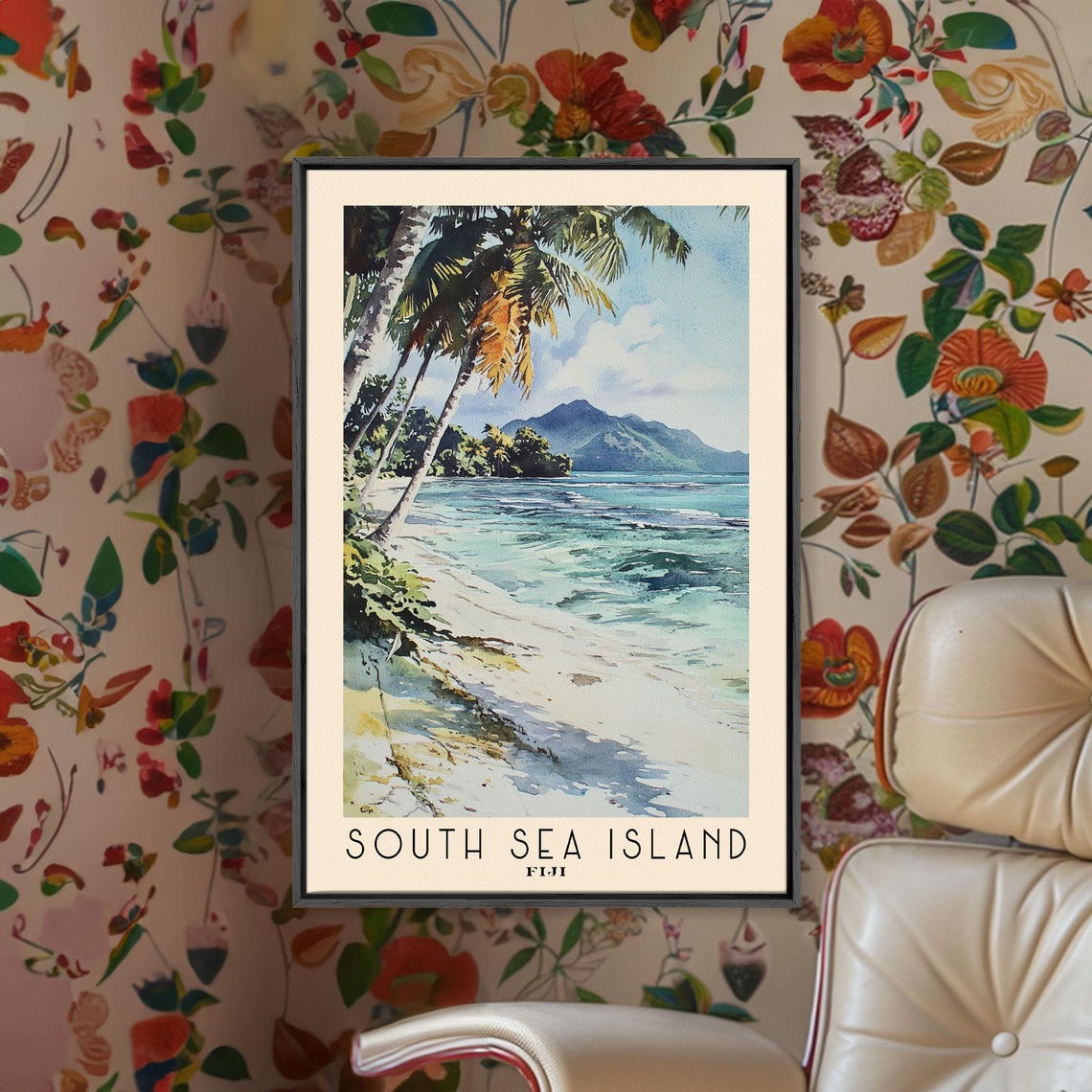 South Sea Island Fiji Watercolor Print Vacation Gift Fiji Wall Art Vacation Wall Art Vacatation Beach Decor Beach Or Lakehouse Art