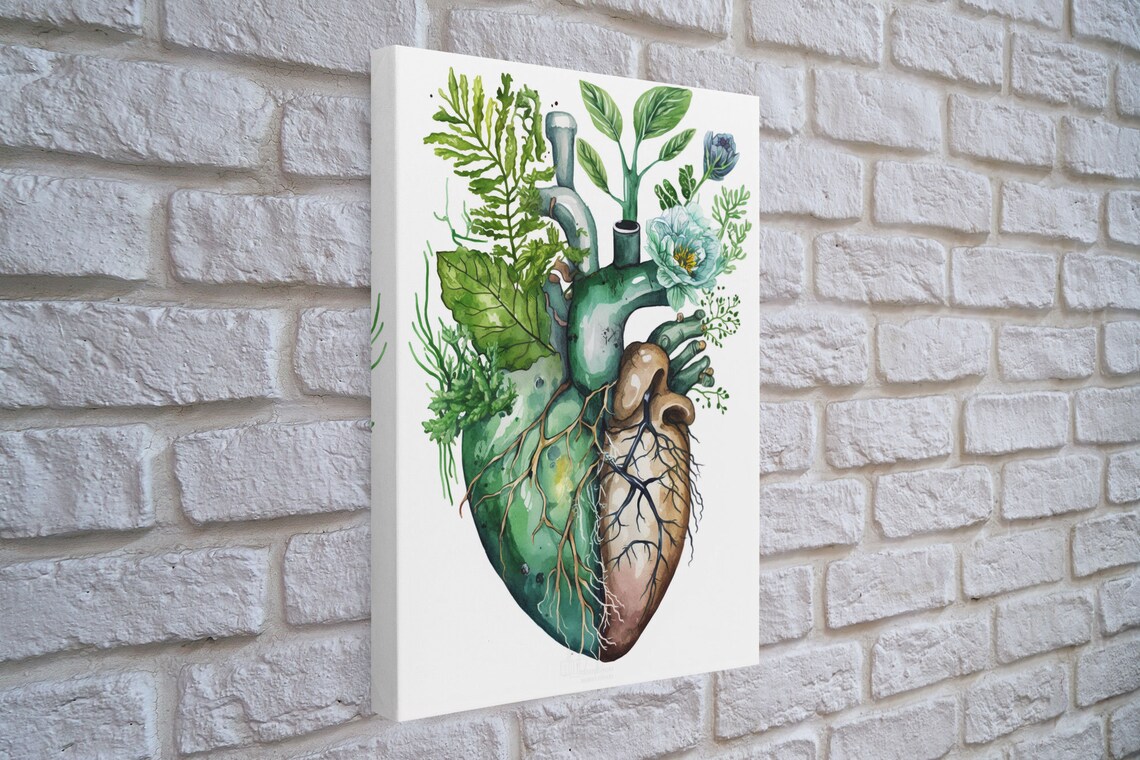 Florapunk Heart Watercolor Art Print, Anatomical Heart - Image 4