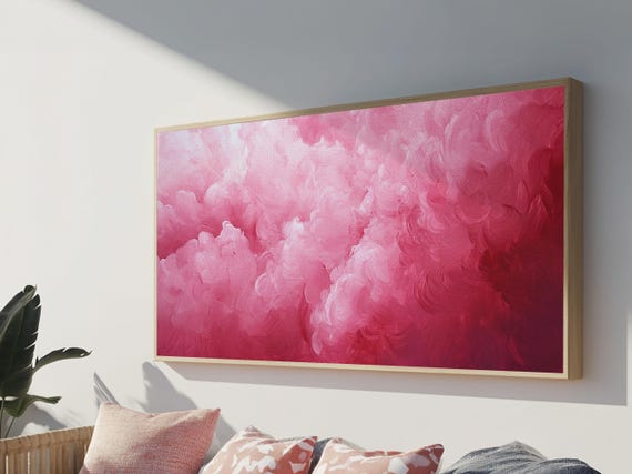 Pink Clouds Framed Print Wood Framed Wall Art Preppy Decor Preppy Dorm Room Wall Art Abstract Pink Wall Art