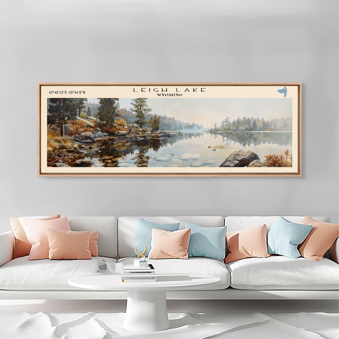 Leigh Lake Wyoming Rocky Pine Shoreline Mirror Water Panorama Poster - Image 5
