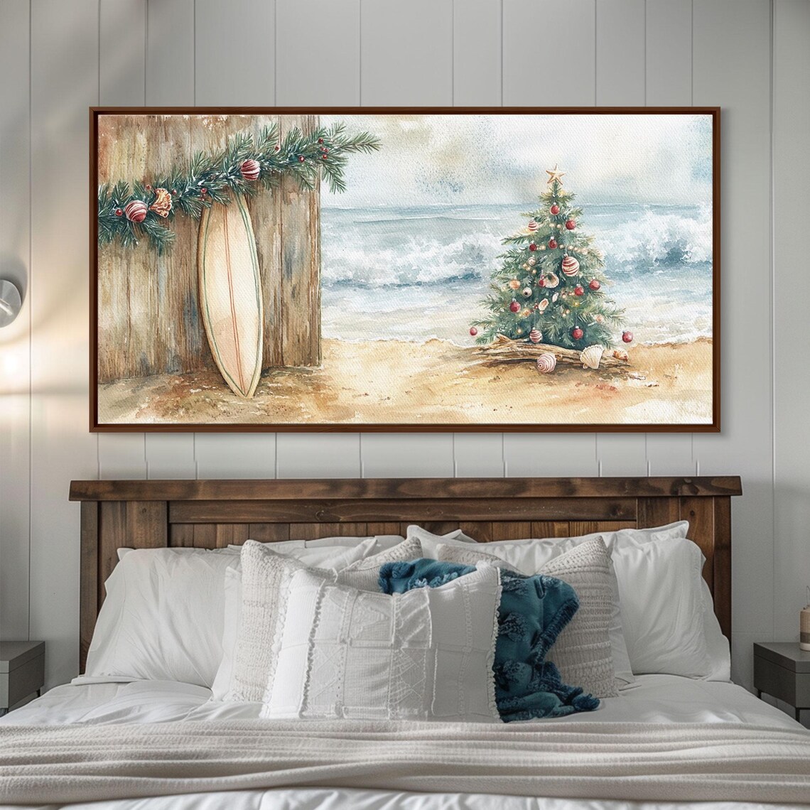 Christmas Tree On Sandy Beach, Coastal Decor