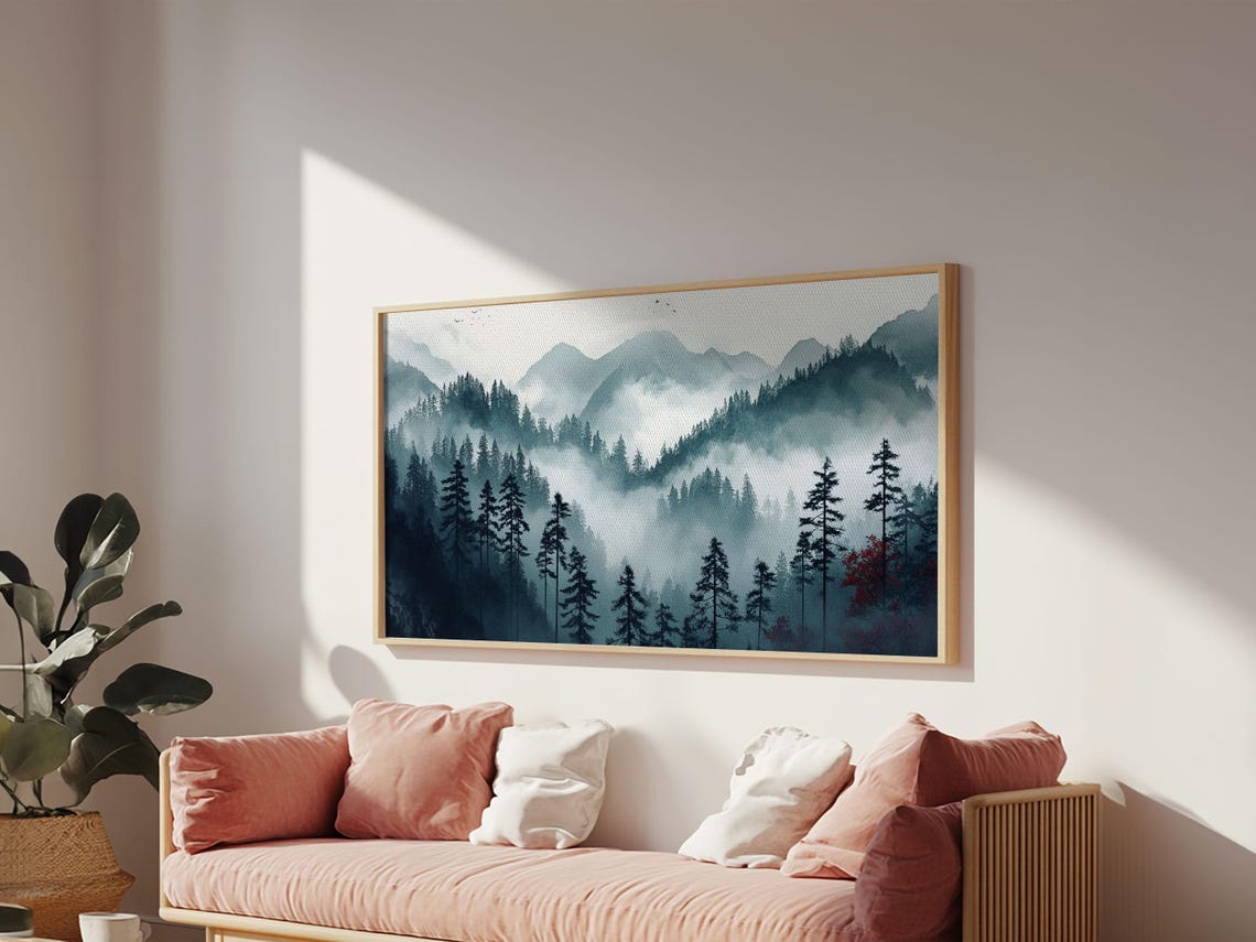 Foggy Blue Ridge Mountains Dawn Misty Pines Landscape Poster - Image 4