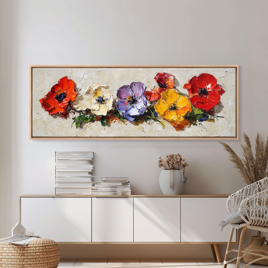 Colorful Poppy Anemone Blossoms Impasto Oil Painting Floral Art Poster - Image 3
