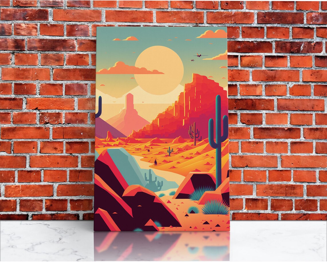 Retro Synthwave Desert Landscape, Southwest Art Print - Image 2