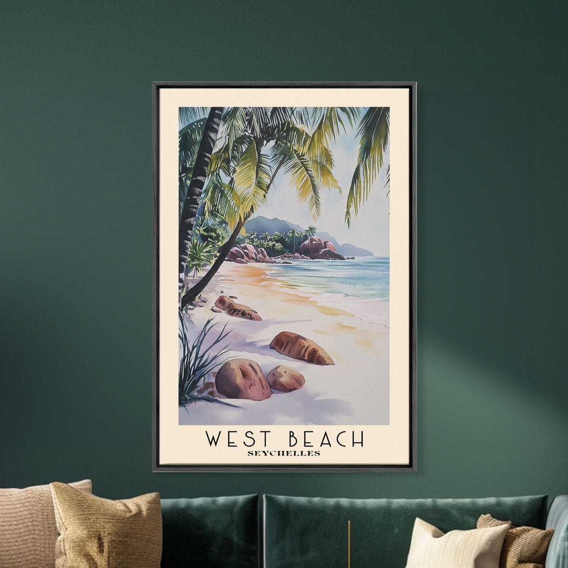 West Beach Seychelles Granite Boulders Palm White Sand Poster - Image 5