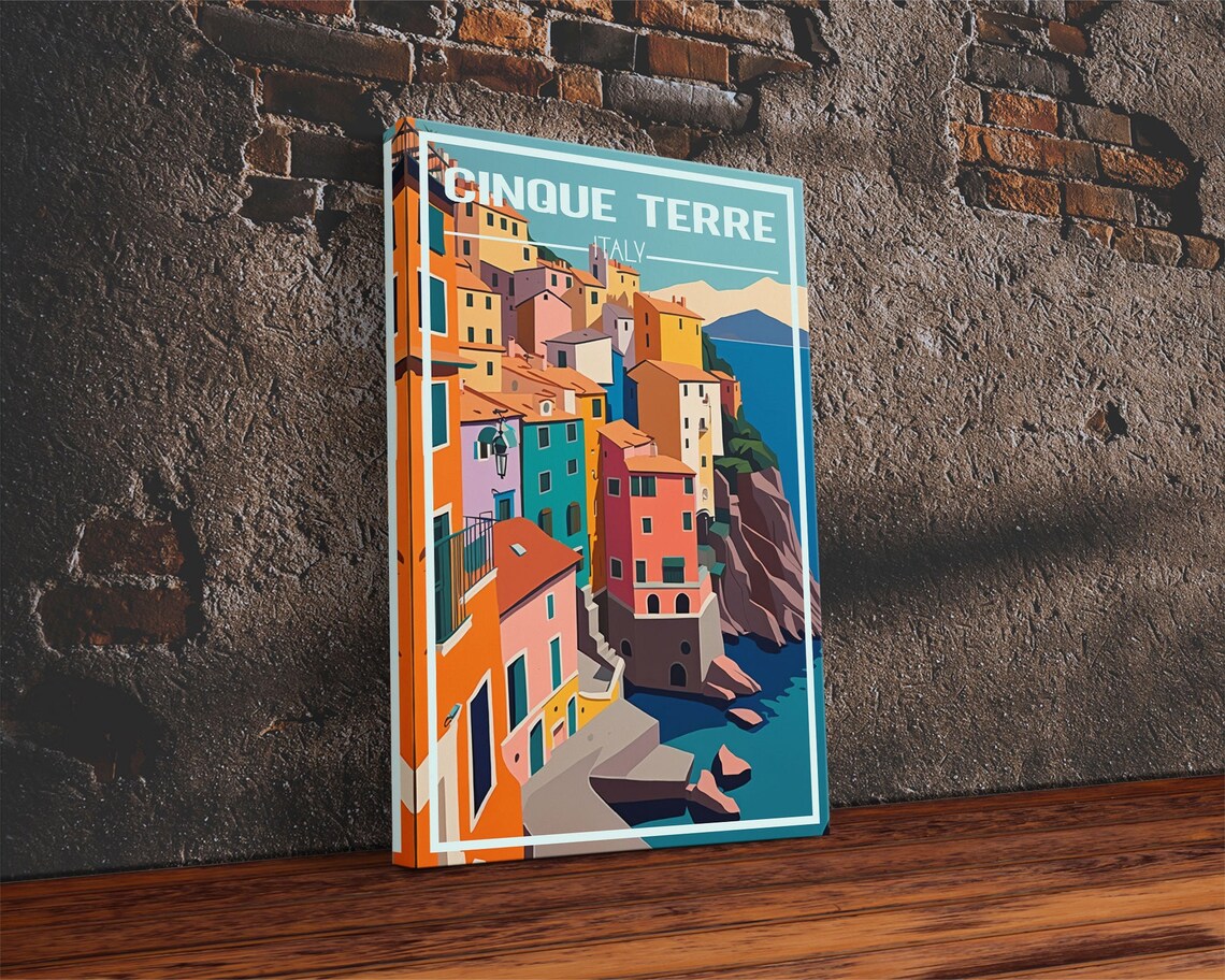 Cinque Terre Italy Travel Poster, Coastline Art Print - Image 2