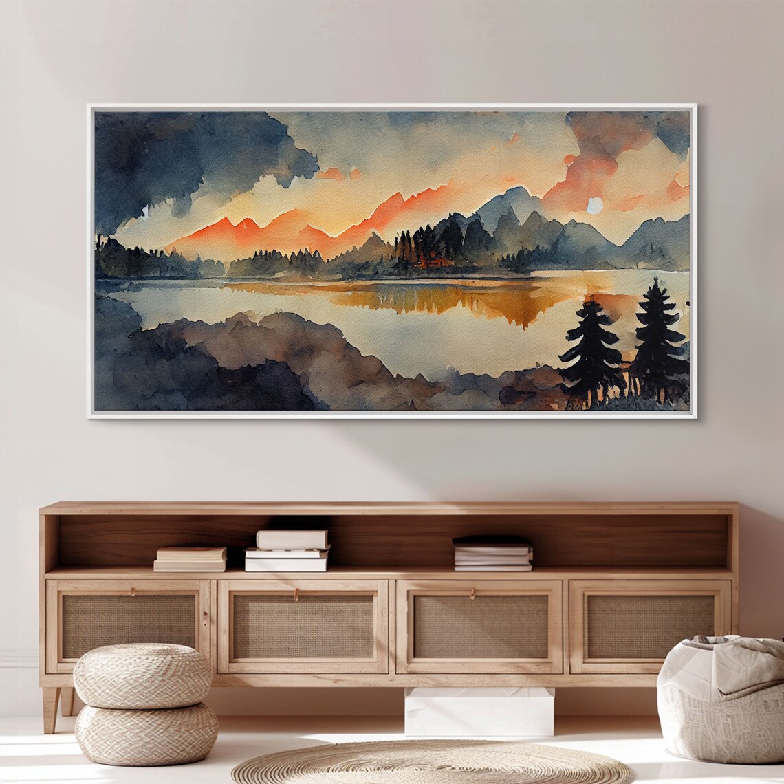 Watercolor Painting Of A Forest Fire Print Landscape Art - Image 3