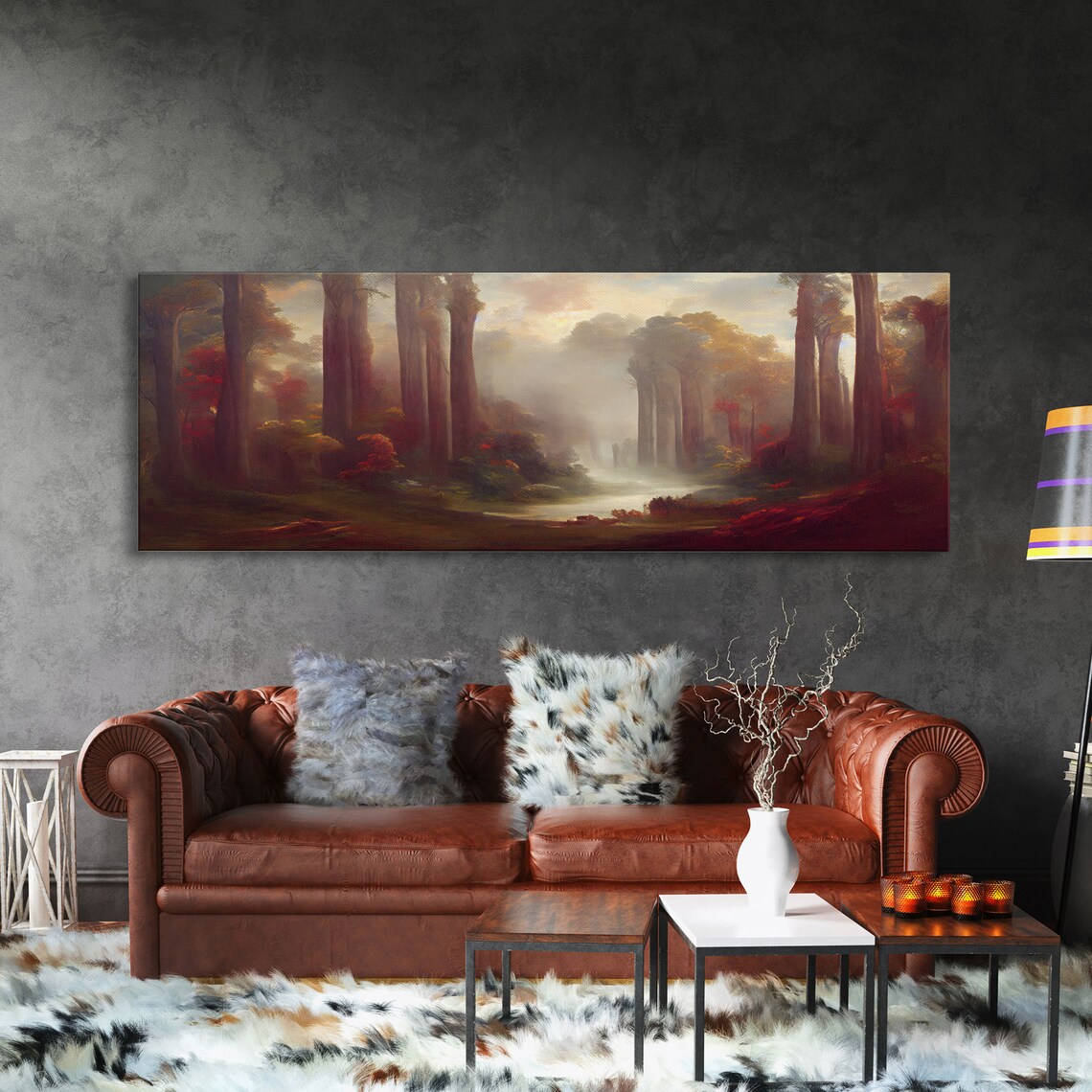 Hazy Forest Fantasy Art Poster, Panoramic Landscape - Image 3