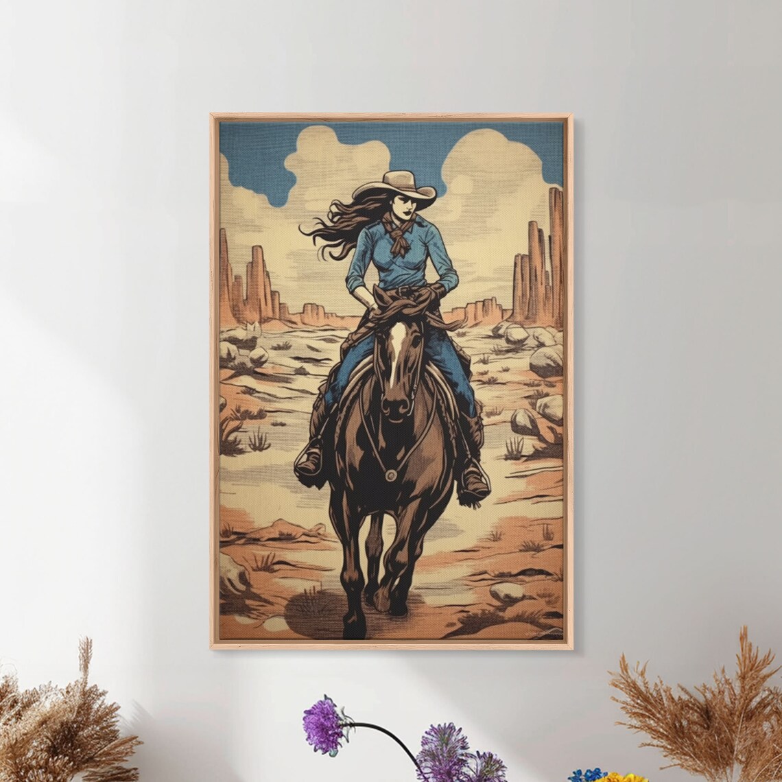 Western Cowgirl Vintage Mid-Century Art Print - Image 5