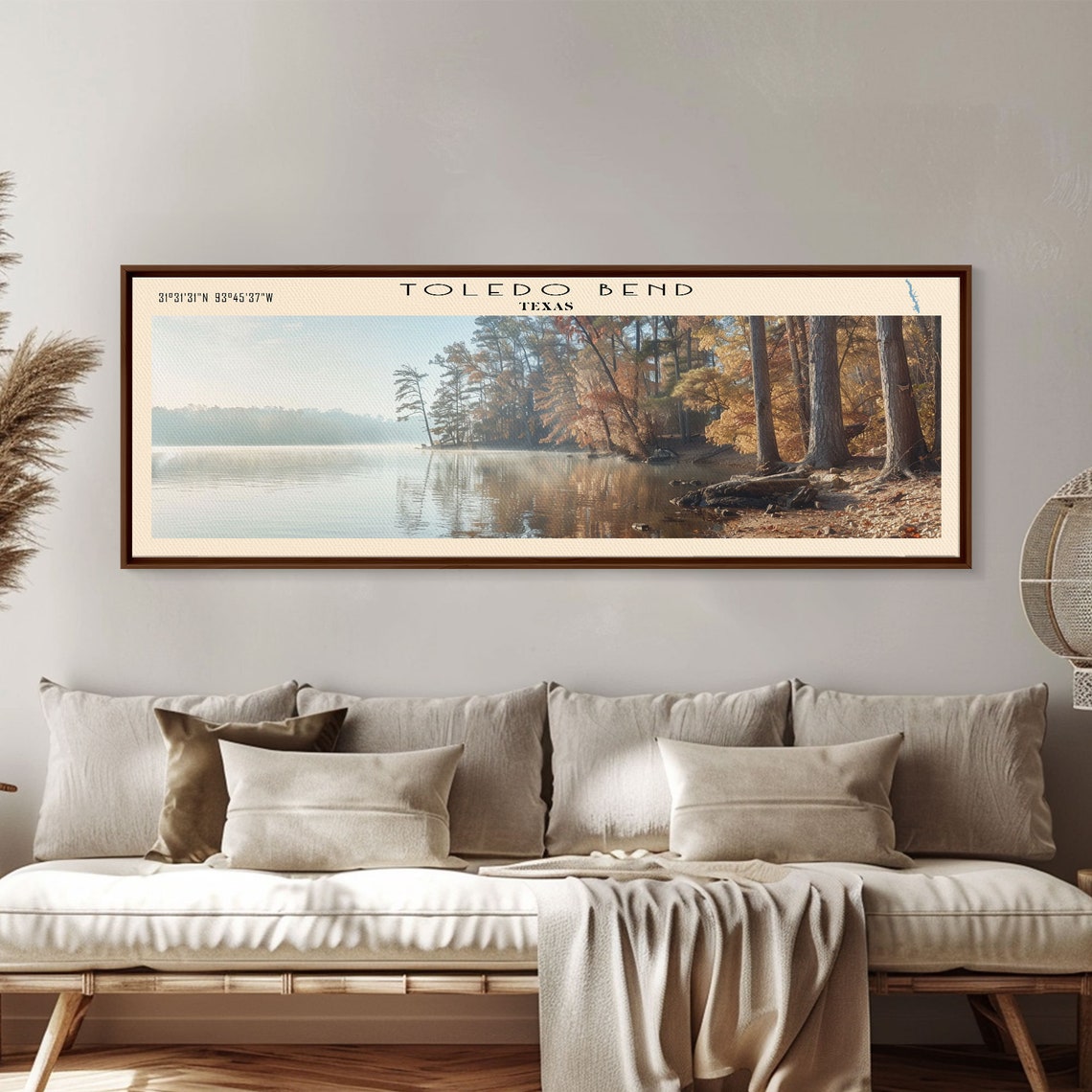 Toledo Bend Texas Panoramic Misty Morning Pines Reflection Poster - Image 3