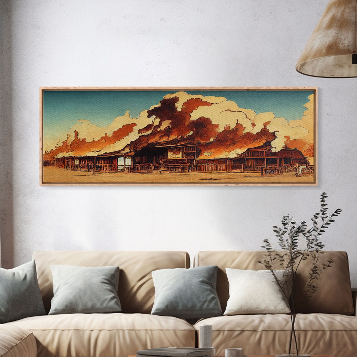 Wild West Art, Old West Saloon On Fire - Image 3
