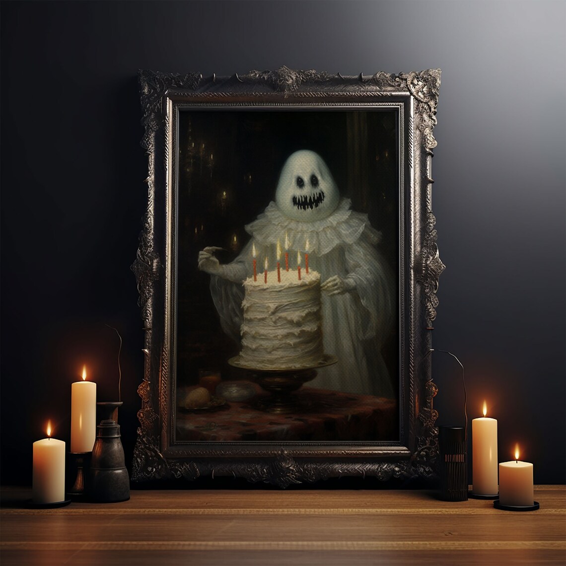 The Ghost And Cake Funny Halloween Poster Print - Image 3