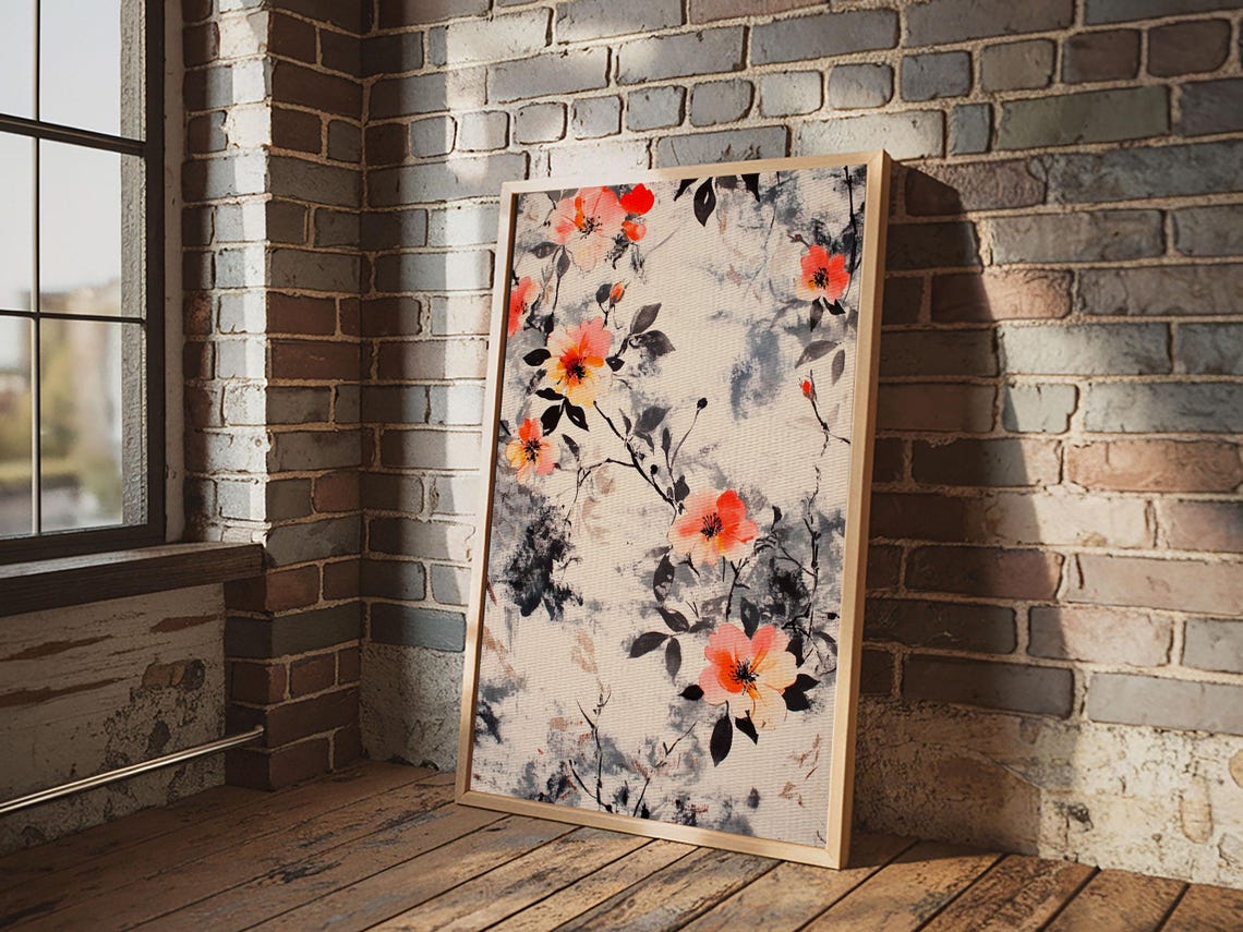 California Poppy Blossom Pattern Vintage Floral Farmhouse Art Print - Image 5