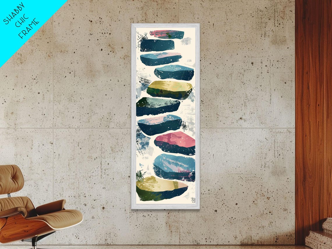 Abstract Colorful Stepping Stones Minimalist Vertical Art Print - Image 4