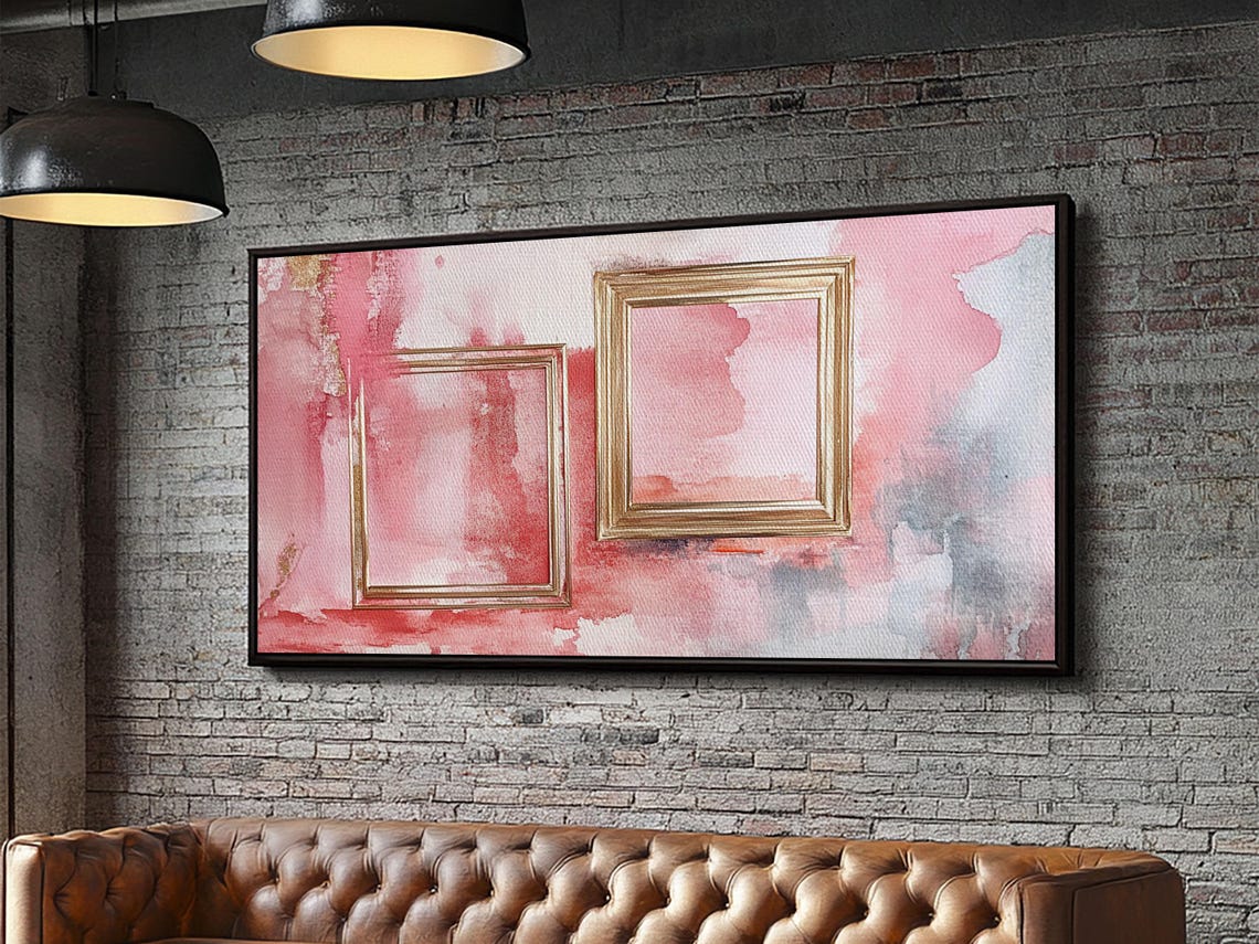 Blush Pink Abstract Gold Frames Minimalist Gallery Wall Poster - Image 3