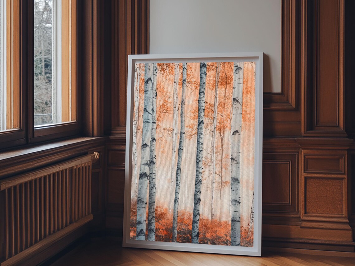 Original Birch Tree Forest Painting Print Birch Tree Textured Wall Art Statement Living Room Wall Art Decor Designer Art Custom Art - Image 3