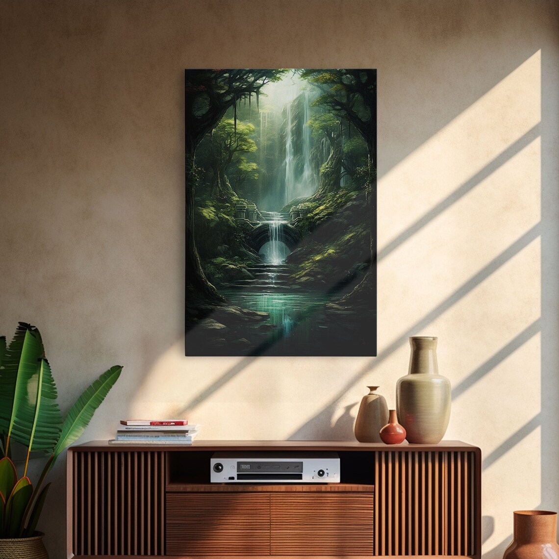 Enchanter Forest Waterfalls Fantasy Art Print - Image 3