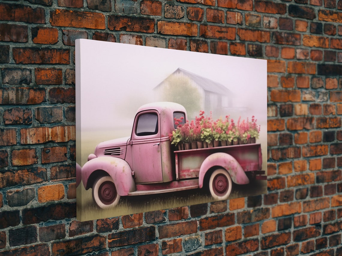 Framed Picture Of Old Truck With Beautiful Flowers In Bed Of Truck Farmhouse Living Old Barn Farmhouse Distressed Framed Print - Image 3