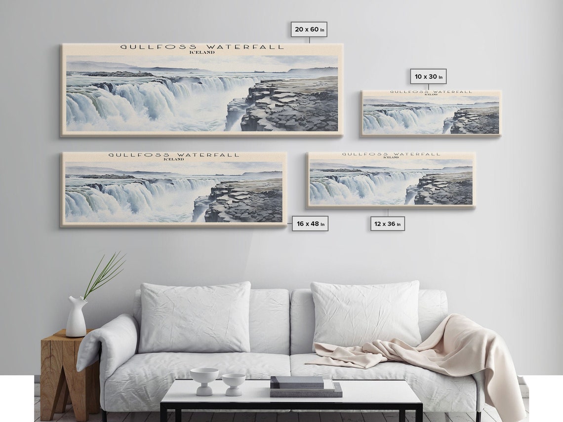 Gullfoss Waterfall Iceland Powerful Cascade Canyon View Travel Poster - Image 2