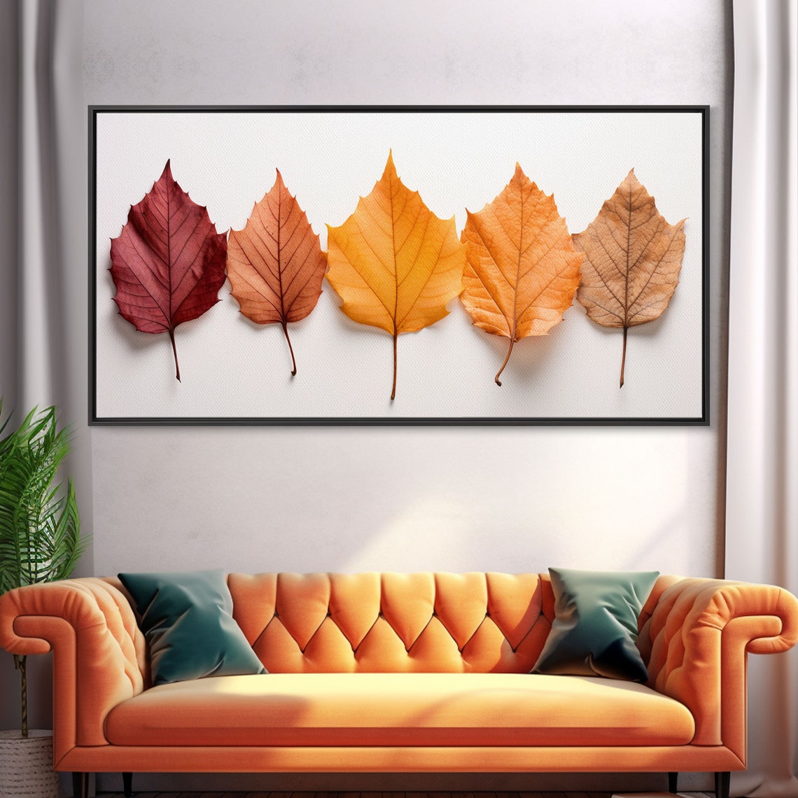 Five Autumn Leaves Color Gradient Minimalist Botanical Poster - Image 5