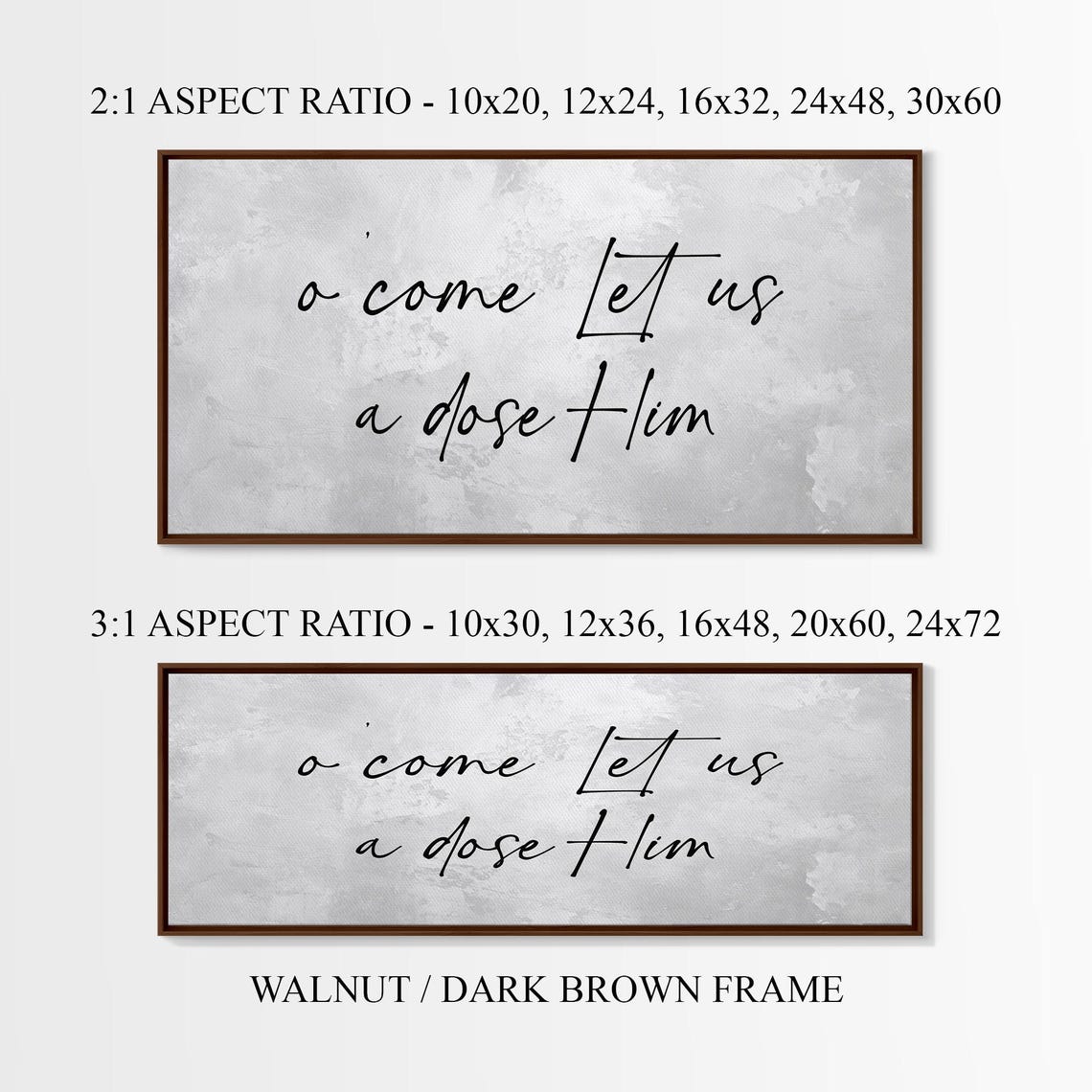 O Come Let Us Adore Him Christmas Carol Script Typography Poster - Image 4