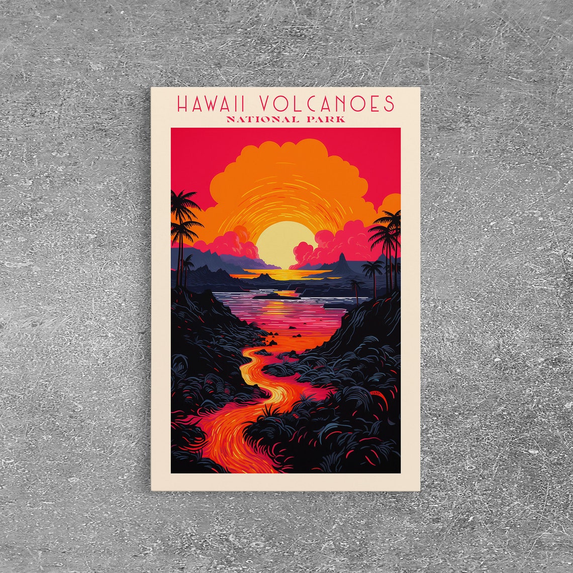 Hawaii Volcanoes National Park Travel Poster Art Print Wall Art Hawaii Travel Art Midcentury Modern Travel Decor Wall Art - Image 6