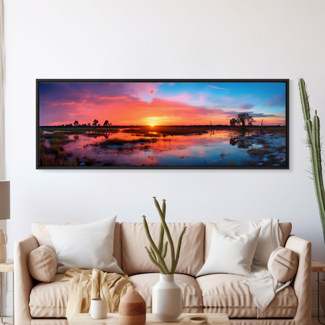 Everglades National Park Pink Sunset Wetland Pools Grass Panoramic Poster - Image 6