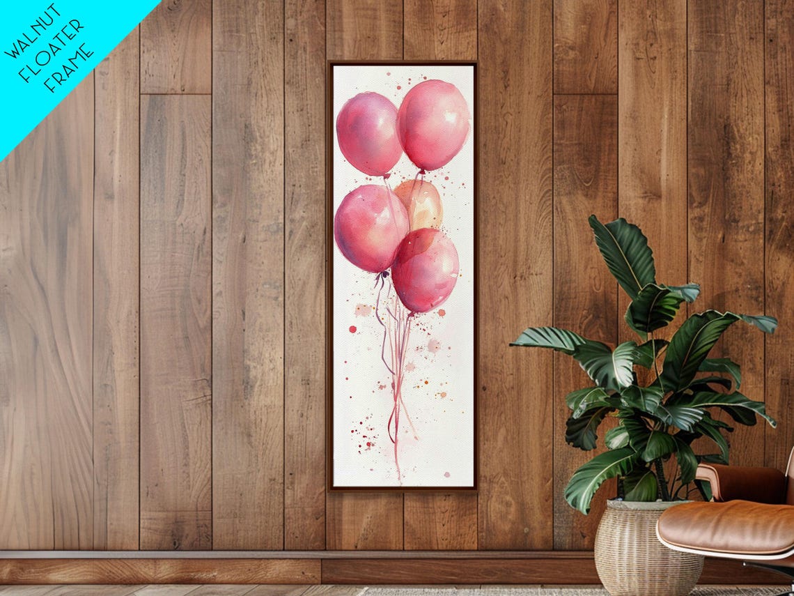 Pink Watercolor Balloons Party Cluster Confetti Whimsical Wall Poster - Image 3