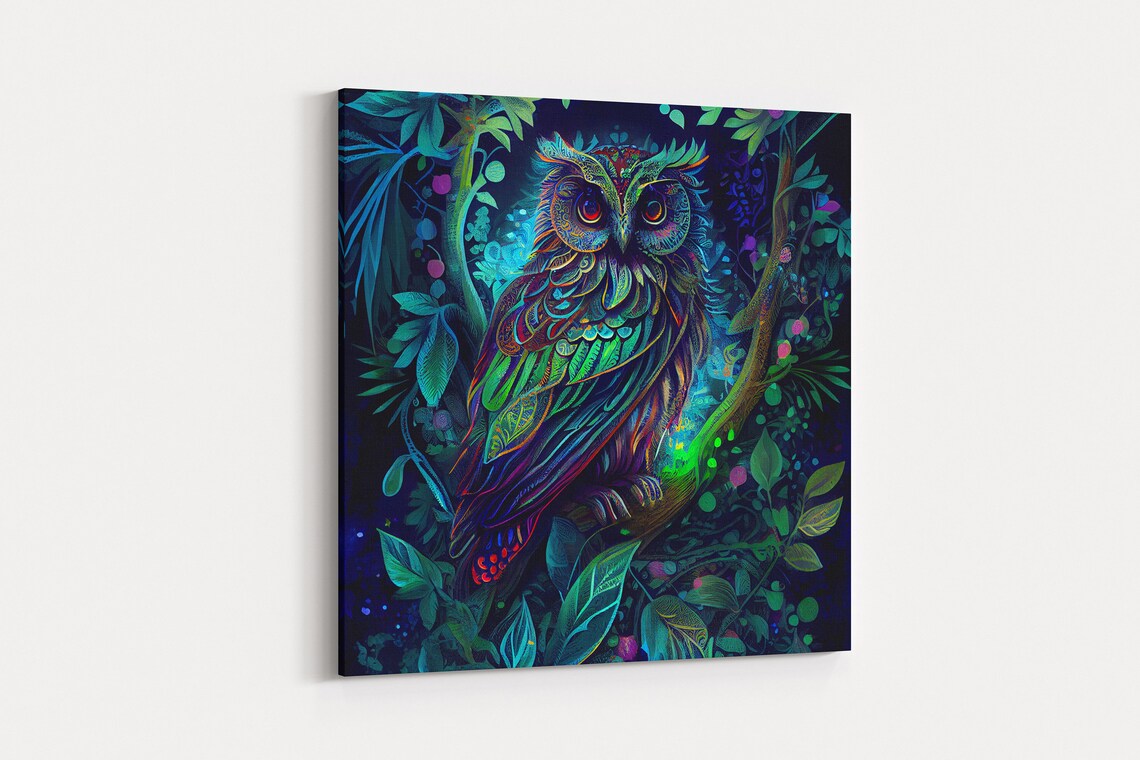 Colorful Psychedelic Owl Portrait Wall Art Print - Image 6