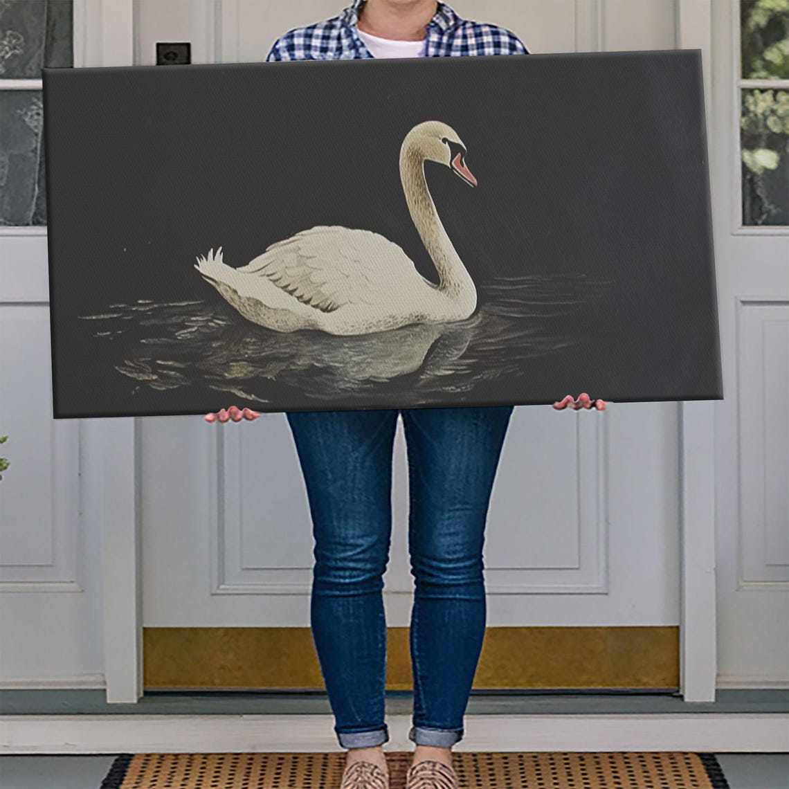 Vintage Framed Art Framed Vintage Print Vintage Painting Black Swan Art Girls Room Or Nursery Print Minimalist Farmhouse Art - Image 4