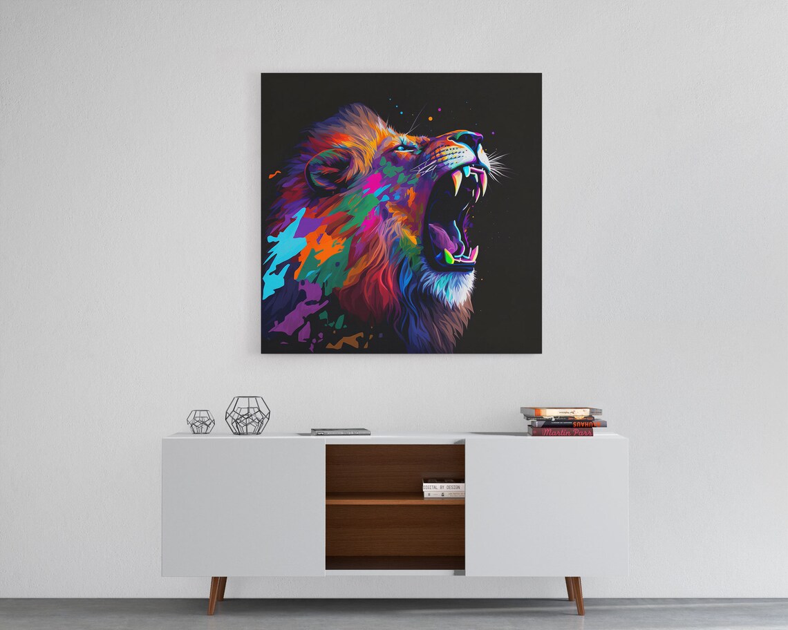 Pop Art Lion Roar, Psychedelic Lion Art Print