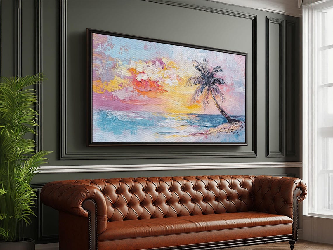 Nautical Seascapes Oil Painting Print Nautical Landscape Painting Beach House Or Lake House Art Above Sofa Art Sunset Painting - Image 2