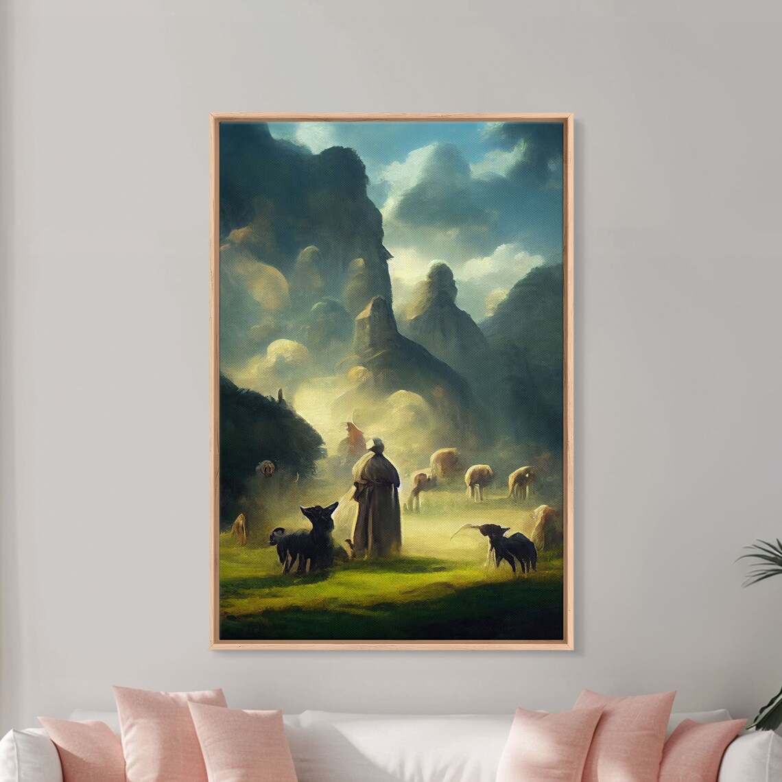The Shepherd And His Flock - Abstract Art Print