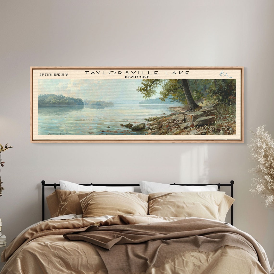 Taylorsville Lake Kentucky Leaning Tree Rocky Shore Calm Travel Poster - Image 3