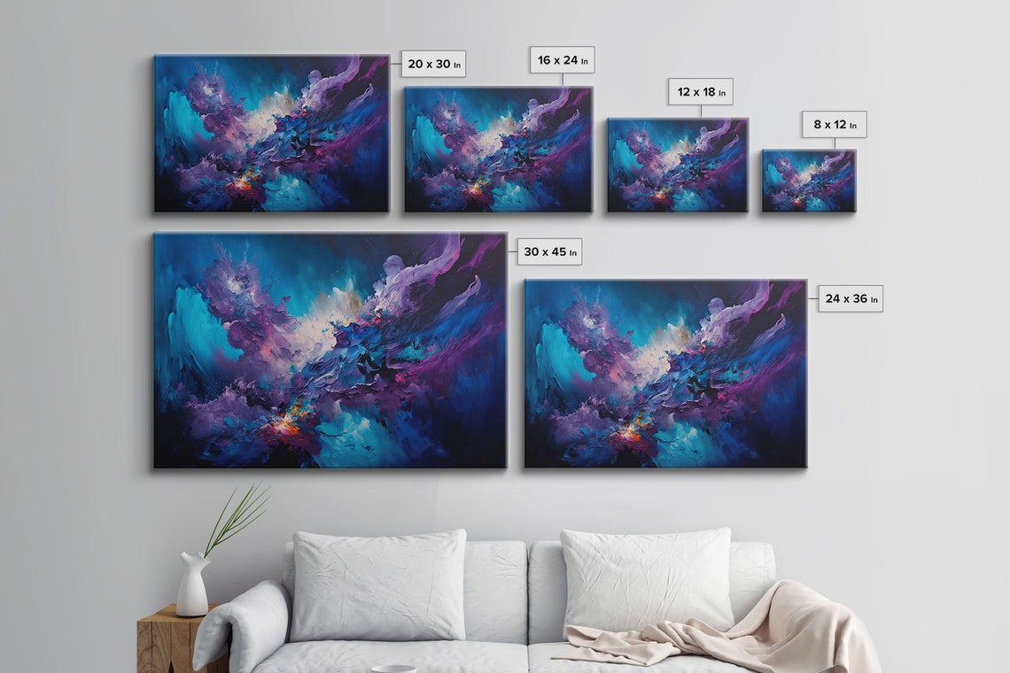 Abstract Blue Purple Cosmic Nebula Swirl Fluid Modern Art Wall Poster - Image 2