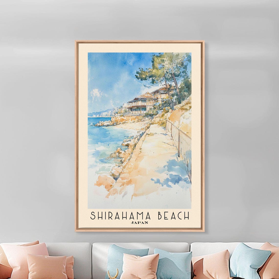 Shirahama Beach Japan Seaside Promenade Rocky Shore Pine Trees Poster - Image 2