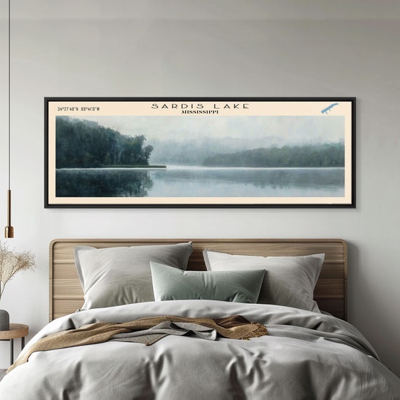 Sardis Lake Mississippi Travel Poster, Lake Scene