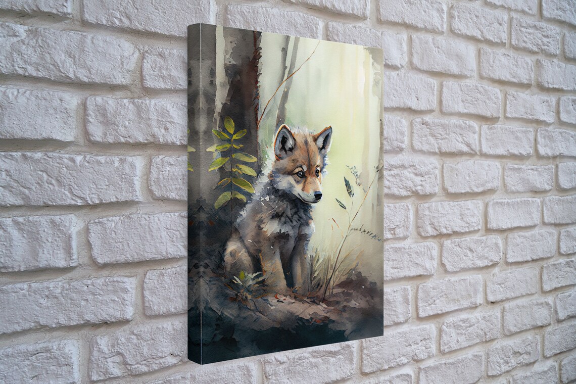 Watercolor Wolf Pup Art Print, Animal Wildlife - Image 4