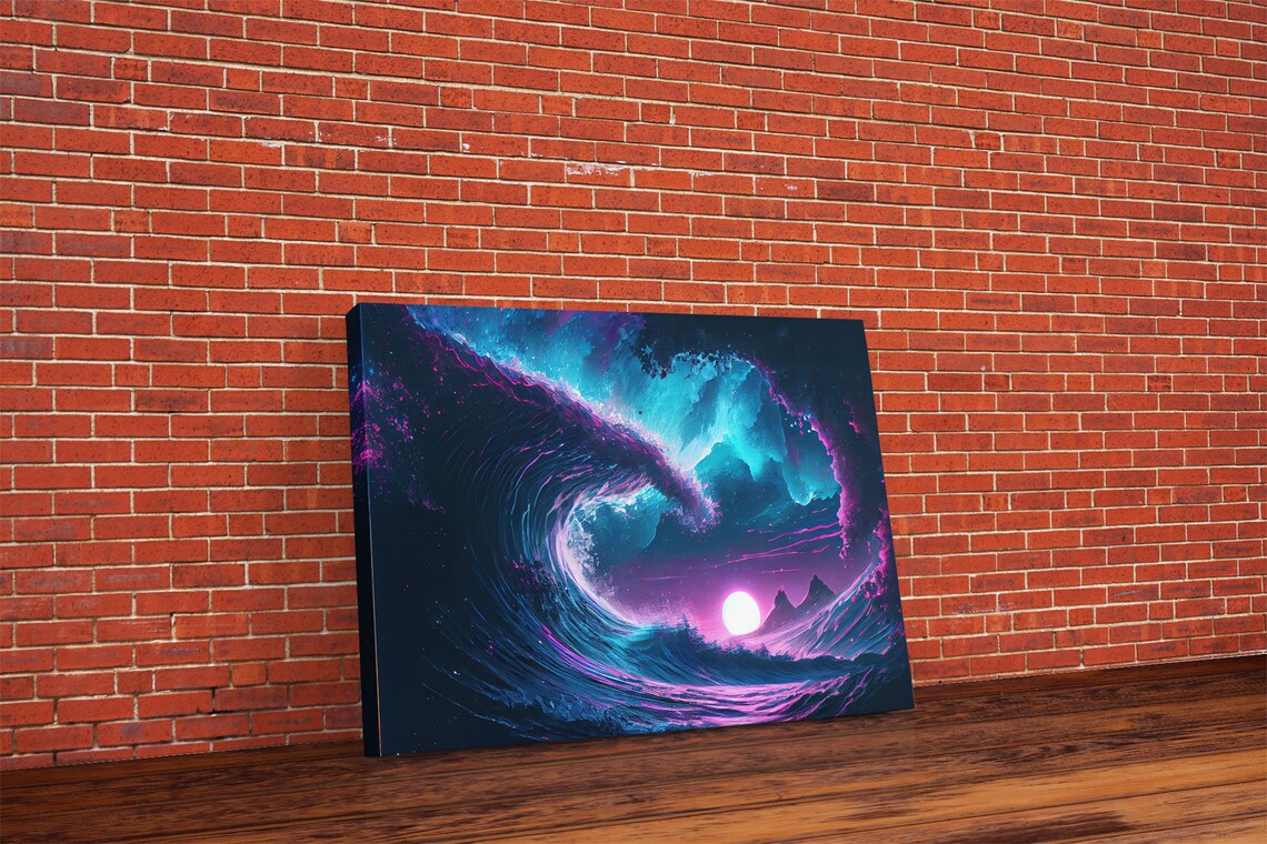 The Wave, Synthwave Style Ocean Sunset Art Print - Image 6