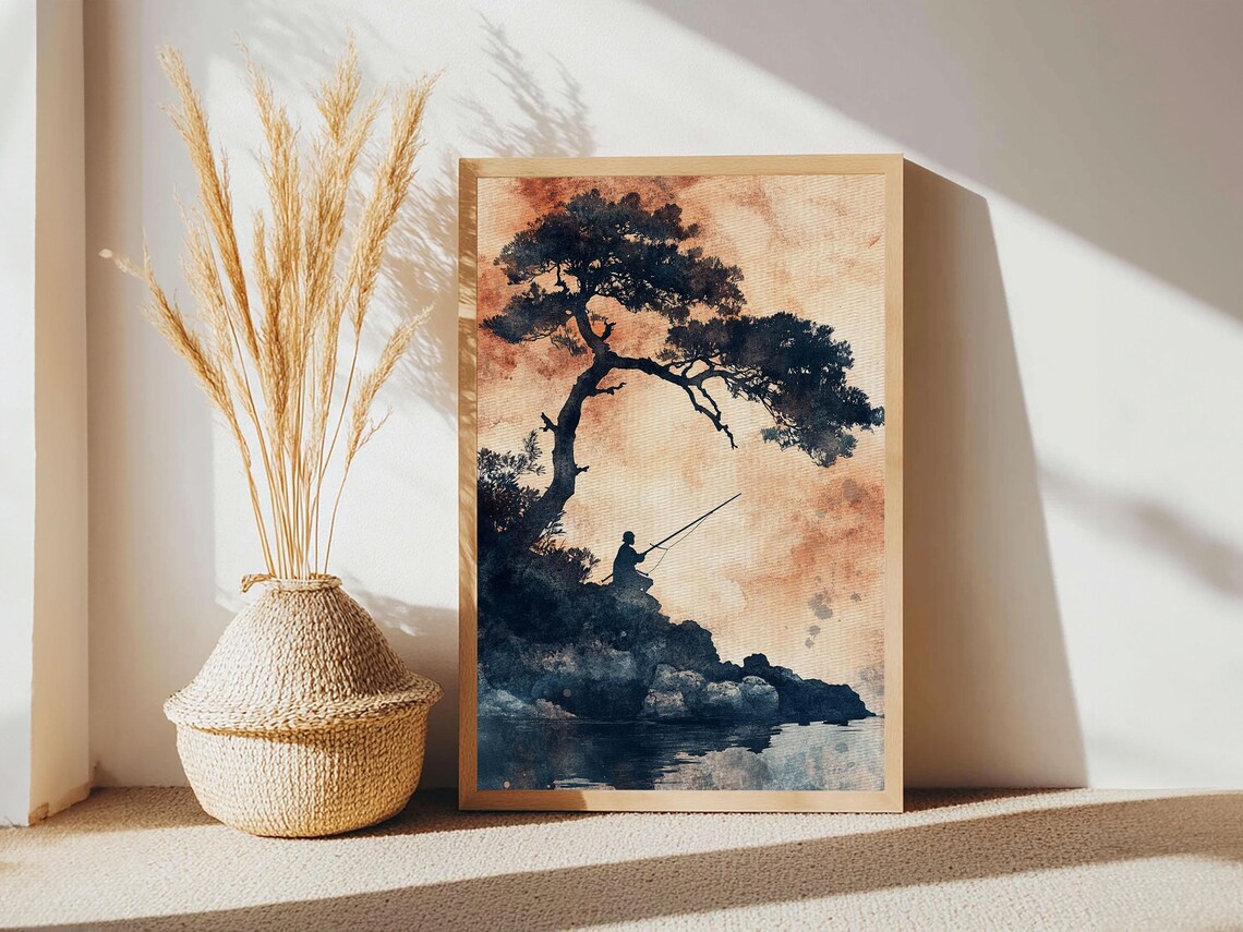 Japanese Fisherman, Wabi Sabi Minimalist Art Print - Image 3
