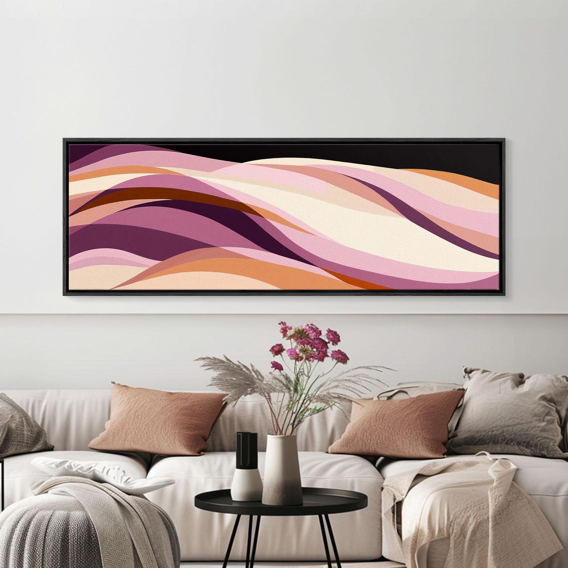 Lavender Lilac Flowing Waves Abstract Purple Retro Art Poster - Image 6