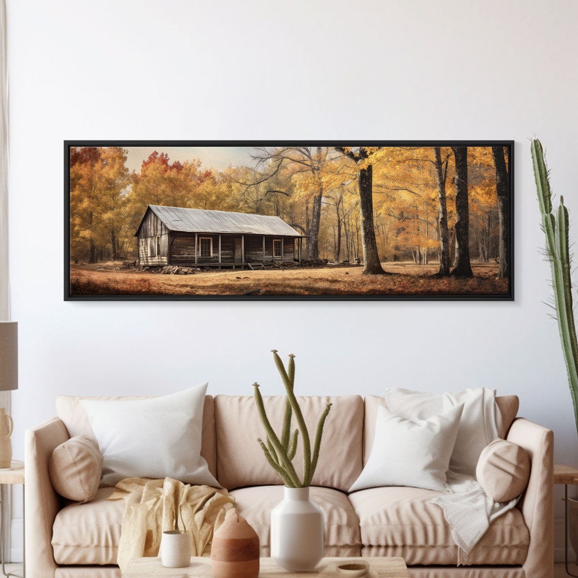 Rustic Log Cabin In Autumn Forest Golden Trees Cozy Nature Poster - Image 6