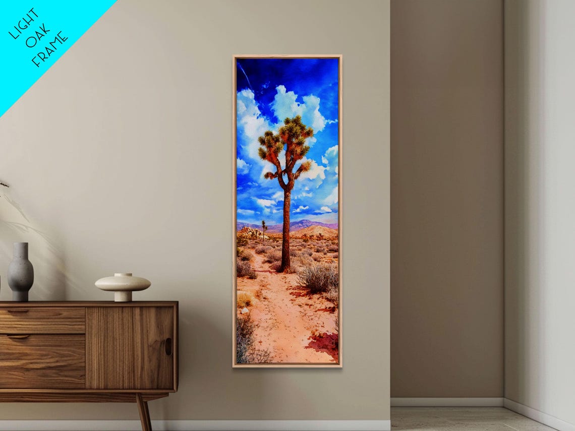 Watercolor Painting Print Of Joshua Tree California Framed Print Tall Skinny Art Landscape Painting Of Joshua Tree California - Image 3