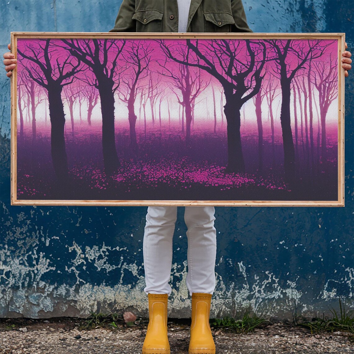 Purple Haunted Forest Magenta Fog Bare Trees Surreal Dark Spooky Poster - Image 5