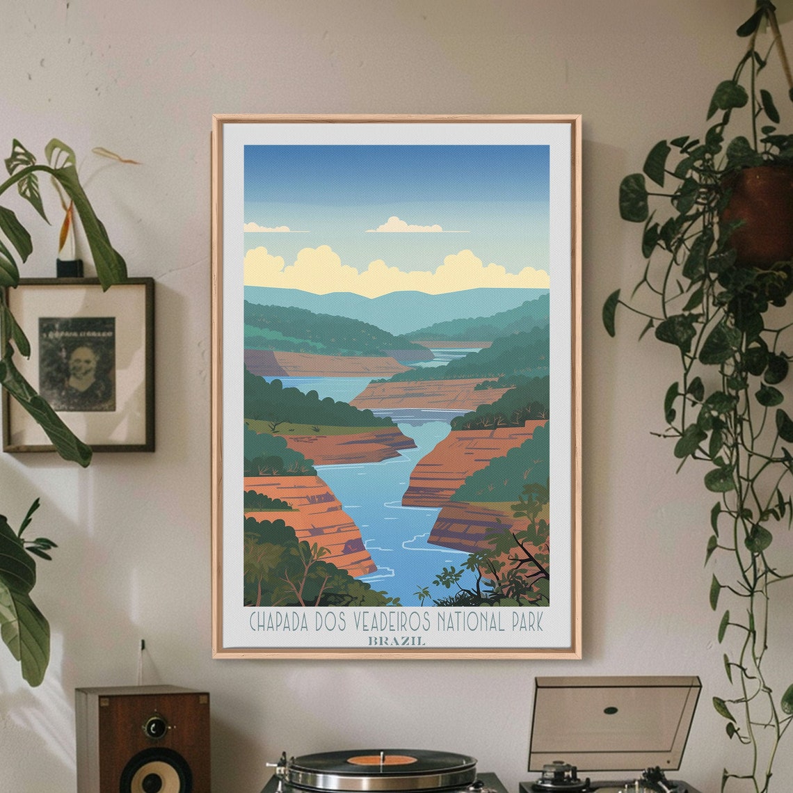 Chapada Dos Veadeiros Brazil Red Cliff River Canyon View Travel Poster