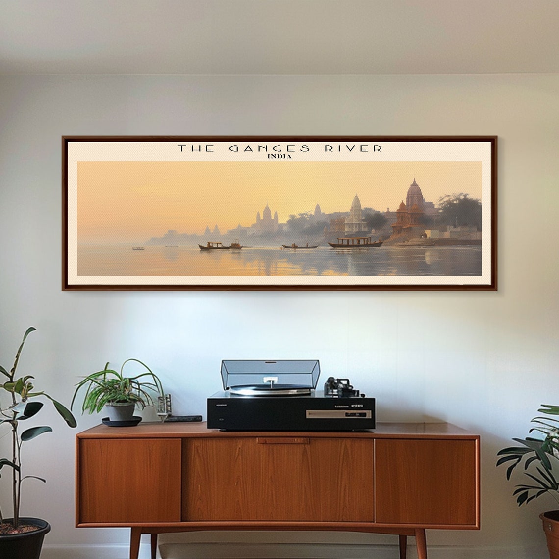 Ganges River India Sunrise Boats Temple Ghats Panoramic Travel Poster - Image 6