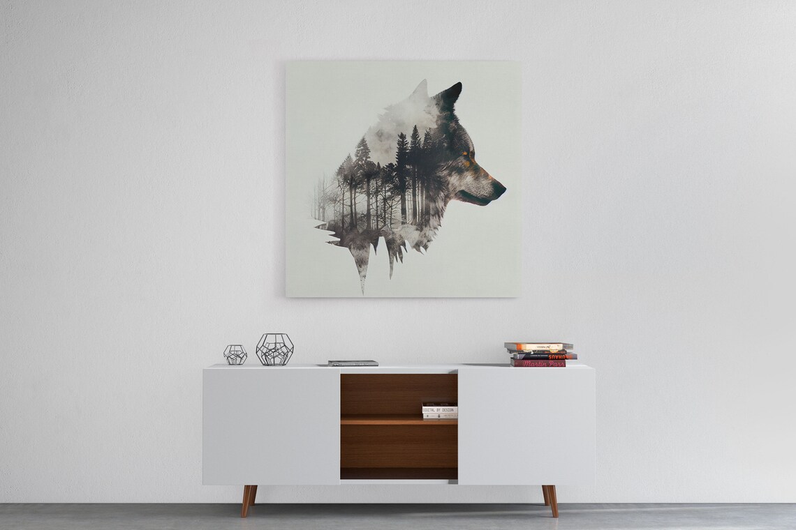 Timber Wolf And Forest Double Exposure Art Print - Image 6