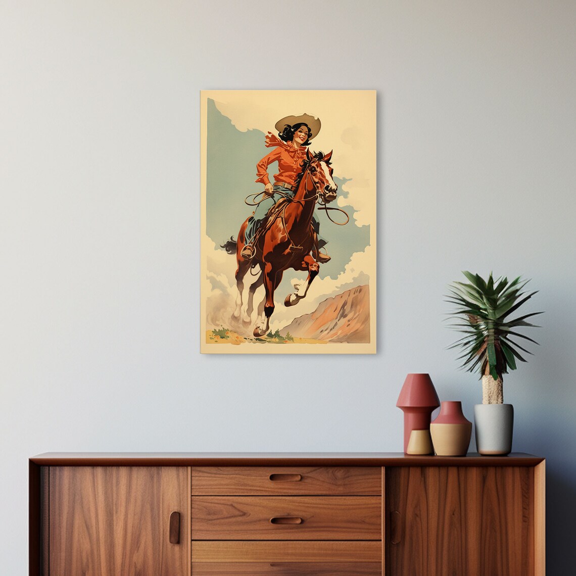 Rustic Horse Rider Cowgirl Art Print, Vintage Western Style - Image 5